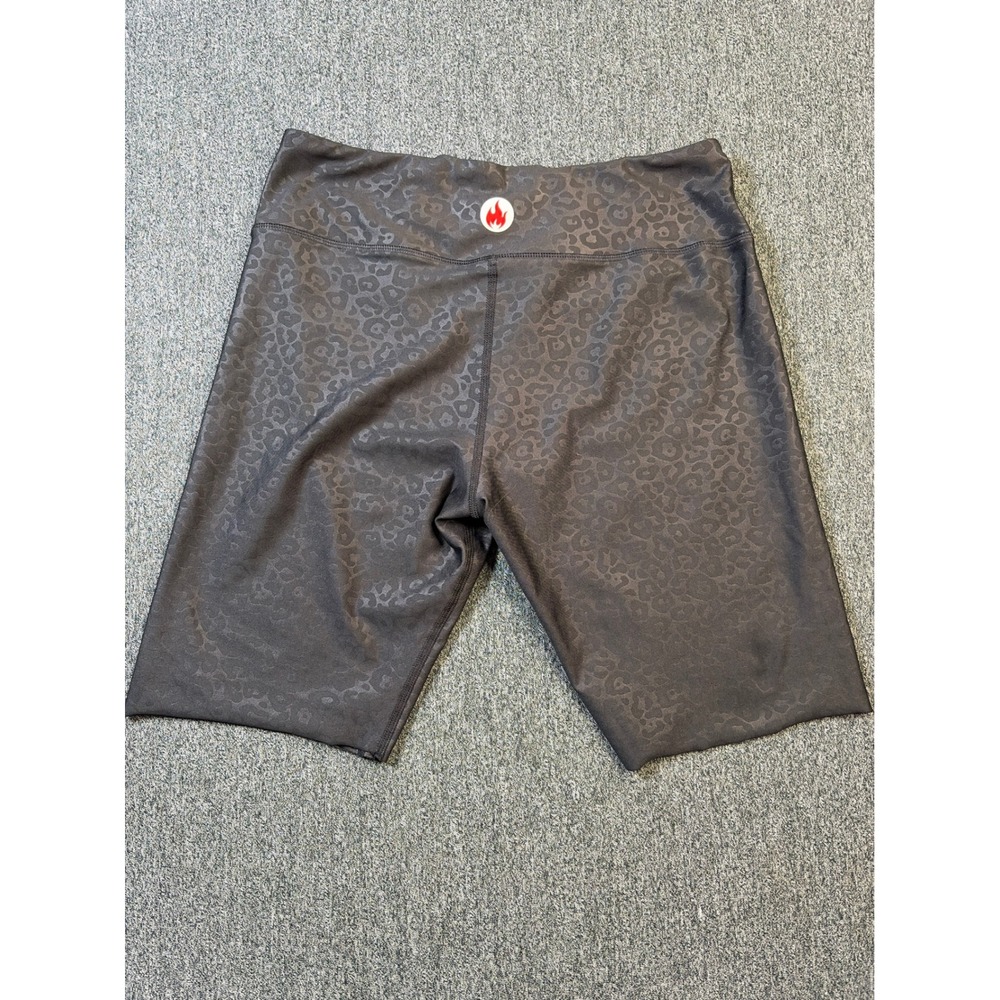 LiveSore Womens Black Leopard Print Biker Shorts Size M Athletic CrossFit Gym - Picture 4 of 6